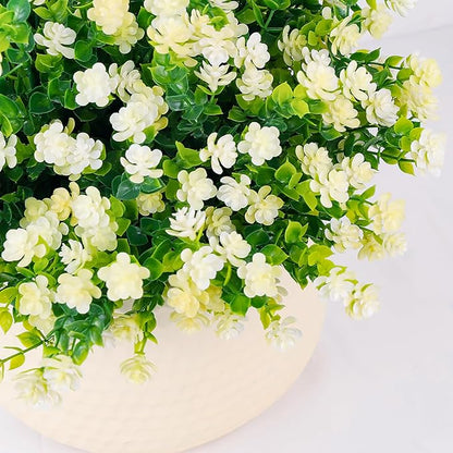 FGSAEOR 12 Bundles Artificial Eucalyptus Camellias Flowers for Outdoor Indoor, Faux Flower with Eucalyptus Leaves Fake Plants Greenery, Garden Home Decor