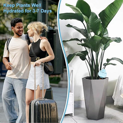 4 Pcs Plant Self Watering Globes, 17oz Large Plastic Water Bulbs Top Fill Watering Globes Slow Release Terracotta, Water Spikes Stakes for Indoor and Outdoor Plants (Blue)
