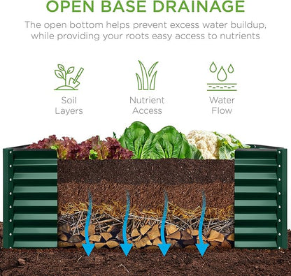 Best Choice Products 4x2x2ft Outdoor Metal Raised Garden Bed, Deep Root Planter Box for Vegetables, Flowers, Herbs w/ 119 Gallon Capacity - Dark Green