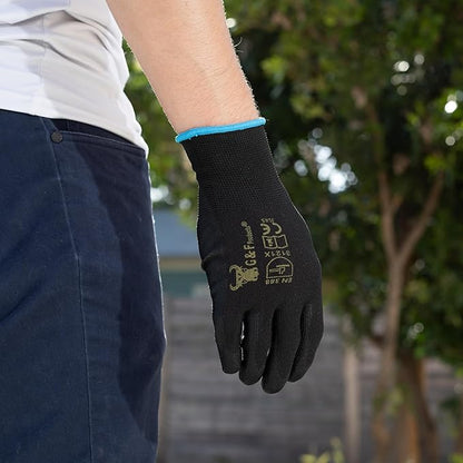 G & F Work Gloves for Men, Lightweight Grip, Polyurethane Coated, Touchscreen Compatible, Flexible & Breathable, Durable Construction, Ideal for Gardening, Mechanics, and General Duty Tasks, 12 Pairs