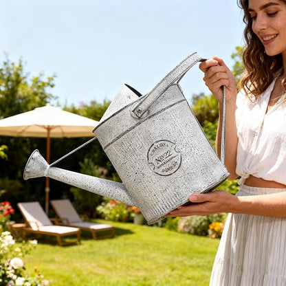 Vintage Metal Watering Can with Chelsea No.22 Design Garden Decorative Watering Pot Farmhouse Waterer for Home Indoor Outdoor Garden Balcony Courtyard (Gray#2)