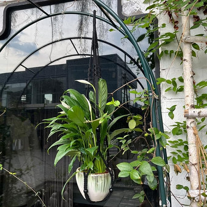 RIFNY Macrame Plant Hanger for 5 to 10 Inch Plant Pots, 35 Inch Indoor Handmade Woven Rope Hanger Kits with Hooks and Wood Beads, Hanging Planter Basket Holder for Boho Home Decor (Black, 3 Pack)