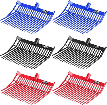 VEVOR 6PCS Manure Fork Replacement Head, 18 Angled Tines Horse Manure Fork Head, Durable Plastic Pitchfork Heads, Horse Mulch Rake for Picking up Stable Stall Muck Grass Hay Cleaning Farm Work