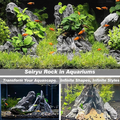 Unocho Seiryu Rock Aquarium Stones 11lb Natural Dragon Stone for Aquascaping Fish Tank Aquarium Landscaping Model Tank Decoration Miniature Fairy Garden(3-8 Inches)