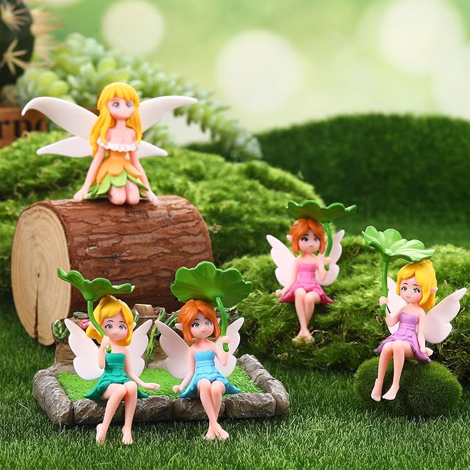 16 Pcs Miniature Fairy Figurines, Hand-Painted Small Flower Fairies with Wings for Garden Decor, Cake Topper & Landscapes