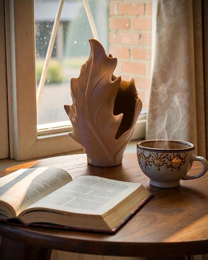 3D Printed Leaf Planter Vase (Brown, 7.5x4.5x3.5)