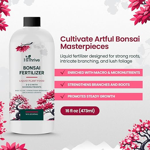 16oz Bonsai Tree Live Liquid Plant Food - Makes 32 Gallons of Bonsai Fertilizer Liquid, Premium Macronutrient Formula Enriched with Micronutrients for Healthy Roots, Branching & Foliage