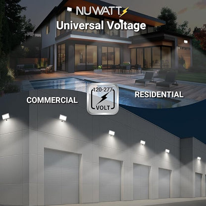 NUWATT 30W LED Flood Light, 3CCT 3000K/4000K/5000K Selectable, IP65 Waterproof Lighting, Adjustable Knuckle Mount, 4200LM, 0-10V Dimmable, 120-277V, Outdoor Security Floodlight for Yard, White, UL