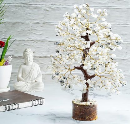 Rainbow Moonstone Crystal Tree Gemstone Tree of Life Chakra Bonsai Tree for Room, Office & Bedroom Decor Spiritual Gift Meditation Birthday Gift for Women Mom her Sister Housewarming Gifts Home