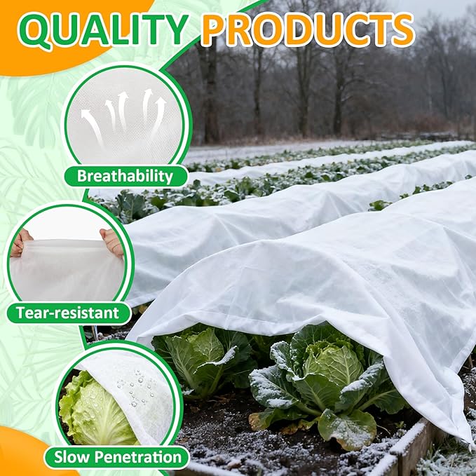 White Plant Covers Freeze Protection, 10 x 50 ft - 0.9 oz/yd² Frost Cloths for Outdoor Plants, Tree Covers Freeze Protection, Winter Garden Blanket, Sun Cover for Plants for Greenhouse, Vegetables