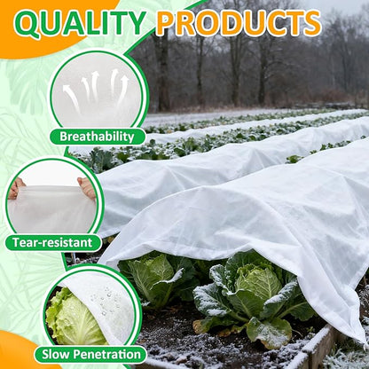 White Plant Covers Freeze Protection, 10 x 50 ft - 0.9 oz/yd² Frost Cloths for Outdoor Plants, Tree Covers Freeze Protection, Winter Garden Blanket, Sun Cover for Plants for Greenhouse, Vegetables