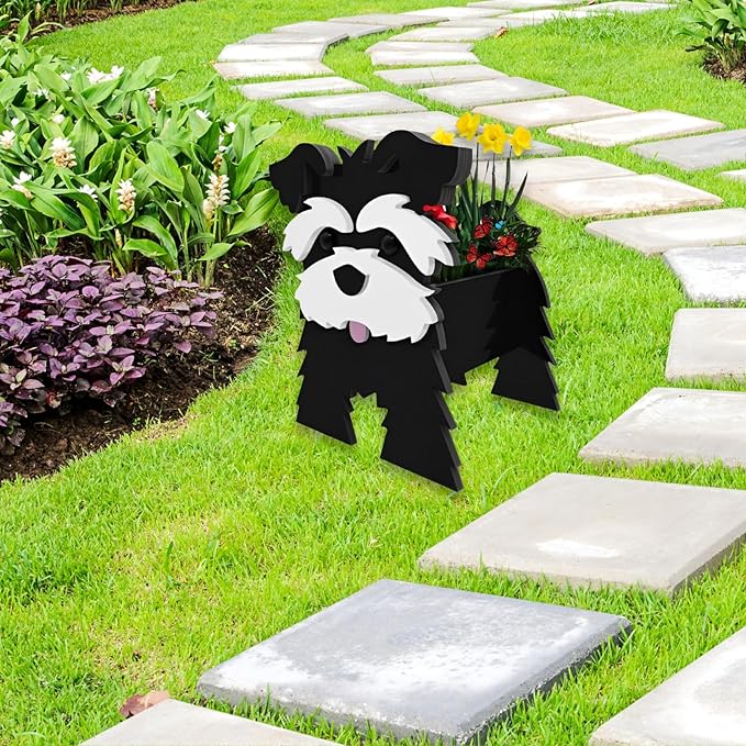 Black Schnauzers Dog Planter Plant Pots,Cute Large Dog Flower Planter,Gifts for Pet Lovers,Unique Animal Plant Pots,Office,Indoor Outdoor Garden Decor(9.84 * 10.24 * 15in)