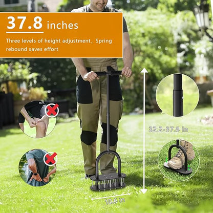seasky Lawn Aerator Spike Metal Manual Dethatching Lawn Aerator Tool with 15 Iron Spikes Spring-Loaded Design Grass Aerator Tools for Yard, Patio, Garden Tool (15 Nails)