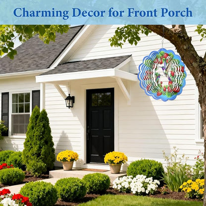 Hummingbird Wind Spinner 12" Metal, Hummingbird Gifts for Women Men Mom Wife Grandma, Outdoor Indoor Hanging Ornament for Garden Porch Backyard, Gift for Birthday Thanksgiving Christmas