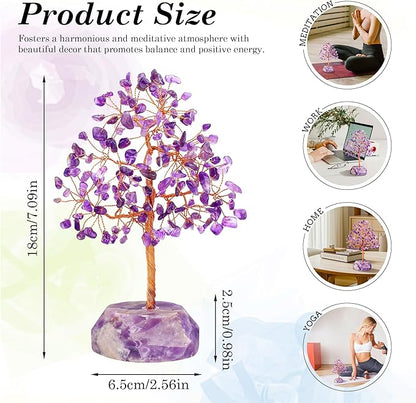 SITUMEIZI 7.09IN Amethyst Crystal Tree Amethyst Crystals and Healing Stones Natural Purple Gifts for Women Room Office Desk Purple Decor Reiki Spiritual Meditation Energy Tree of Life