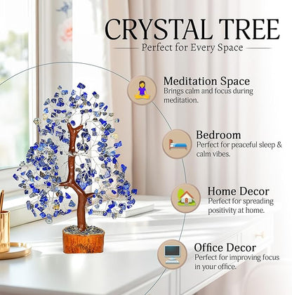 YATSKIA Lapis Lazuli Crystal - Crystal Tree - Feng Shui Decor - Tree of Life - Meditation Accessories - Desk Decorations, Spirtual Things, Good Luck Gifts