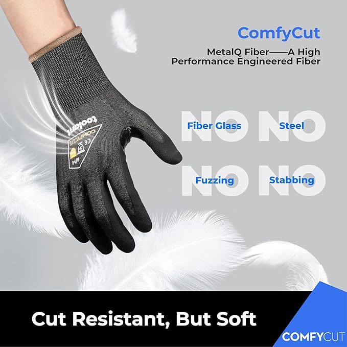 toolant ANSI A4 Cut Resistant Work Gloves without Steel & Fiberglass, Ultra Light Comfort & Proper Fit,for Mechanic,Gardening