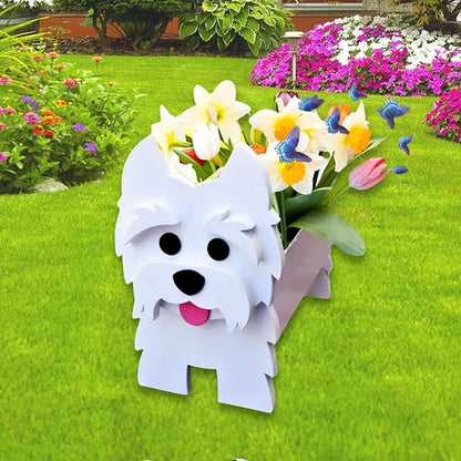 West Highland White Dog Planter Plant Pots,Cute Dog Flower Planter,Gifts for Pet Lovers,Unique Animal Plant Pots,Office,Indoor Outdoor Garden Decor(9.45 * 8.38 * 11.85in)