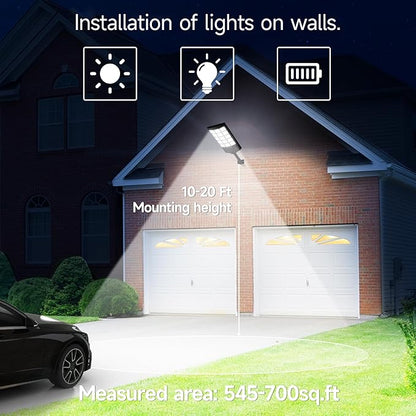 Solar Lights Outdoor Waterproof, Dusk to Dawn Solar Street Light with Remote Control, Motion Sensor Security Light for Outside Garden Yard Parking Lot, Oudoor Flood Lights, 1PACK