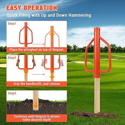 18LB Fence Post Driver with Handles, 3" Diameter t Post Pounder, Heavy Duty Carbon Steel for u Channel, Farm Fencing Wooden Post