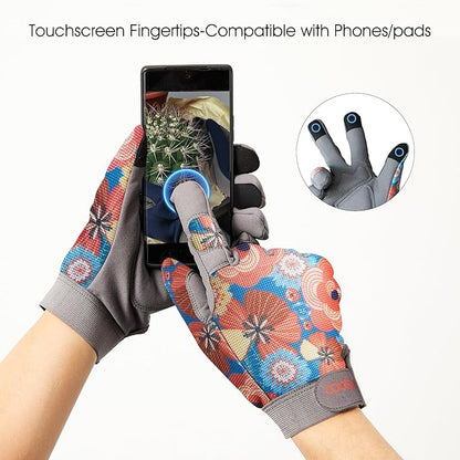 COOLJOB Medium Gardening Work Gloves for Women Ladies, Thorn Proof for Rose Pruning, Cactus Handling, Blackberry Bush Planting, Puncture Resistant Anti-Slip Flexible, 1 Pair M Floral Purple