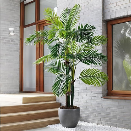 6.2FT Artificial Phoenix Palm Tree Artificial Plants Indoor Outdoor Large Faux Coconut Silk Palm Tree Tropical Fake Tree Faux Sago Palm Plant for Modern Farmhouse Yard Outside Patio Poolside