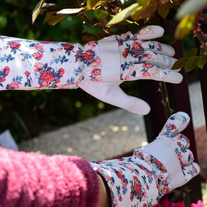 Vgo... 1-Pair Natural Genuine Goatskin Leather Gardening Gloves, Long Cuff Protection, High Dexterity Grip Gloves (Size S, White, GA9658-W)