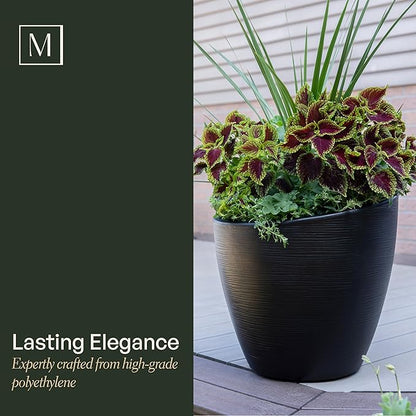 Mayne Modesto 20-Inch Round Planter – Weather-Resistant Planter for Flowers – Durable Indoor/Outdoor Design for Patio, Porch, or Entryway