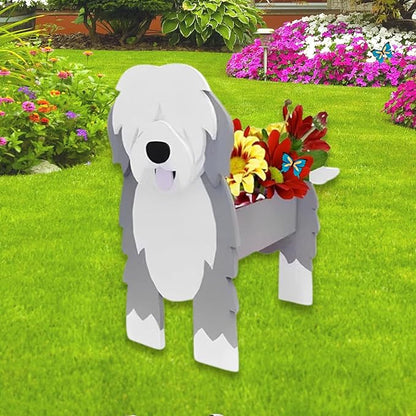 English Shepherd Dog Planter Plant Pots,Cute Dog Flower Planter,Gifts for Pet Lovers,Unique Animal Plant Pots,Office,Indoor Outdoor Garden Decor(9.45 * 6.38 * 13.39in)