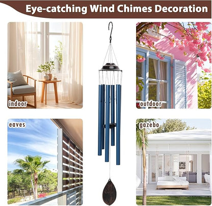 MUMTOP Wind Chimes for Outside - Deep Tone Memorial Sympathy Wind Chimes Outdoor, 38.5 Inch Windchimes Clearance for Garden, Patio,Yard Decor Gift (Blue)