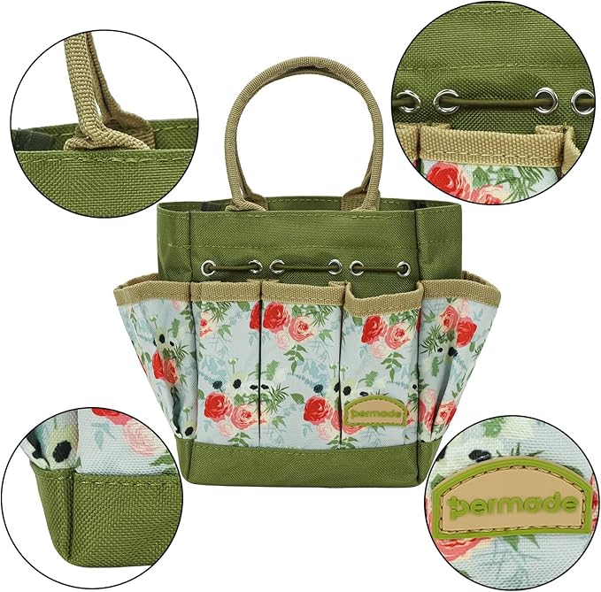 Succulent Tools Kit with Organizer Bag- 13Pcs Indoor Gardening Tools |Mini Succulent Hand Tools with Tote, Succulent Transplanting Supplies, Present for Gardeners Plant Care (Rose)