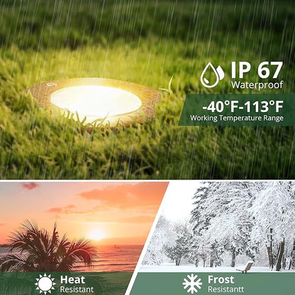 GKOLED 12V LED Brass Well Lights, In Ground Light Outdoor with MR16 Bulb and Swival Base, Low Voltage Landscape Lighting, 5W 410LM 2700K, IP67 Waterproof Up Light for Garden Trees Bushes, Open Top