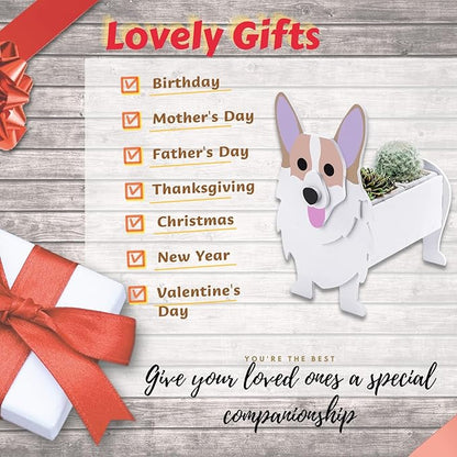 Corgi Dog Planter Plant Pots,Cute Dog Flower Planter,Gifts for Pet Lovers,Unique Animal Plant Pots,Office,Indoor Outdoor Garden Decor(9.45 * 6.73 * 12.2in)