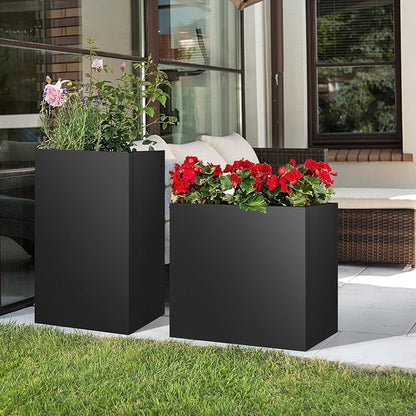 Metal Planter Box 28"x12"x28", Rectangular Steel Planter Box Frost Proof Rust Resistant Indoor&Outdoor, Heavy Duty Steel Planter for Commercial and Residential Use