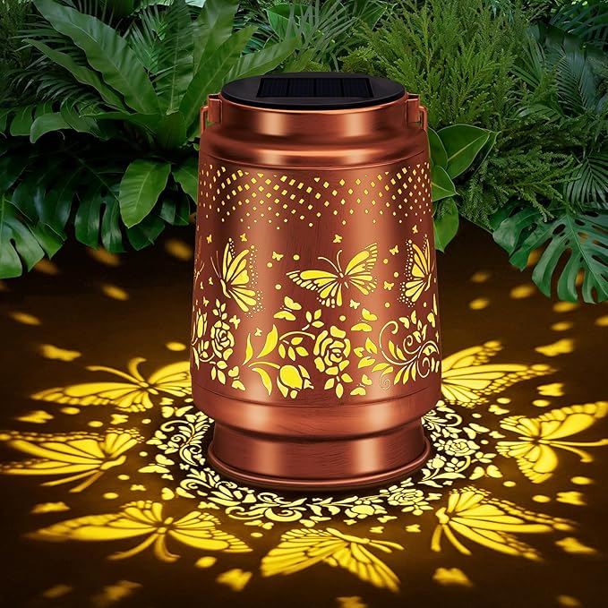 Solar Lantern Outdoor Lamp Waterproof Decorations Garden Decor, Christmas Birthday Gifts for Women, Mom, Grandma Decorative Garden, Yard, Patio, Lawn, Balcony Porch - Butterfly