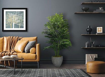 Cypress & Alabaster 5ft Artificial Phoenix Palm Plant, Handmade Designer Tree, Hypoallergenic, 5-Foot, Green
