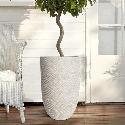 Oakrain Large Rustic Planters for Indoor Plants, 17" Tall Decorative Planter Pot with Drainage Hole, Modern Floor Vase for Home Decor, Living Room, Entryway, Washed Gray