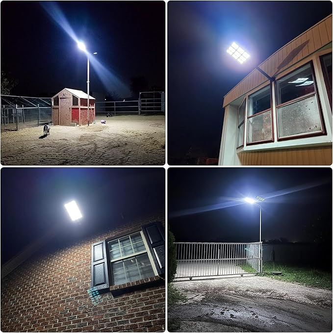 5000W Solar Street Light, Wide Angle Solar Lights Outdoor IP66 Waterproof, 6500K Dusk to Dawn, LED Security Flood Light with Motion Sensor and Remote Control for Residential Yard (2 Pack)