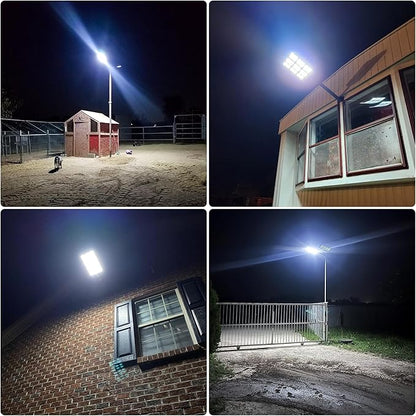 5000W Solar Street Light, Wide Angle Solar Lights Outdoor IP66 Waterproof, 6500K Dusk to Dawn, LED Security Flood Light with Motion Sensor and Remote Control for Residential Commercial Yard