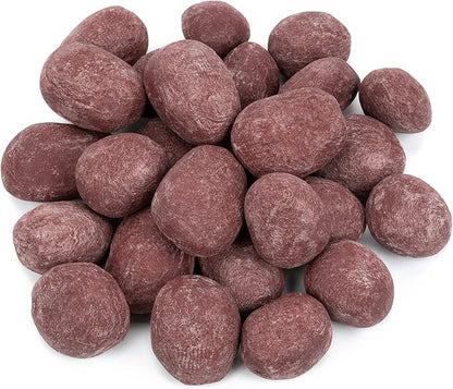 Stanbroil 24pcs Light Weight Ceramic Fiber Pebble Stones for Indoor Outdoor, Gas Inserts, Ventless, Vent Free, Electric, Outdoor Fireplaces and Fire Pits - Brick red