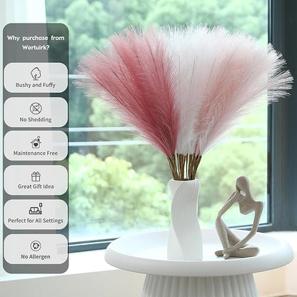 30pcs Faux Pampas Grass - 24 Inch Pink Pampas Grass Home Decor, Artificial Colored Pompas Grass for Room Decor, Flower Arrangement, Wedding Centerpieces and Baby Shower Decorations