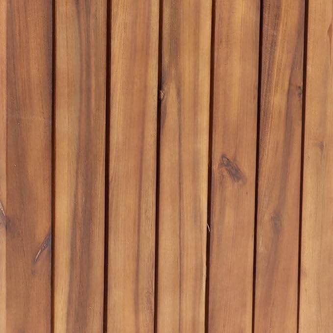 Sunnydaze Indoor/Outdoor Wooden Planter Boxes - 2 Acacia Wood Square Plant Pots with Plastic Liners - Light Brown Stain