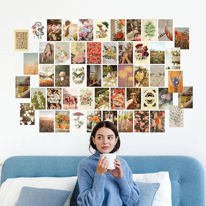 Artivo Aesthetic Wall Collage Kit, Cottagecore & Boho Nature Posters, Bedroom Decor for Teen Girls, 50 Set 4x6 inch