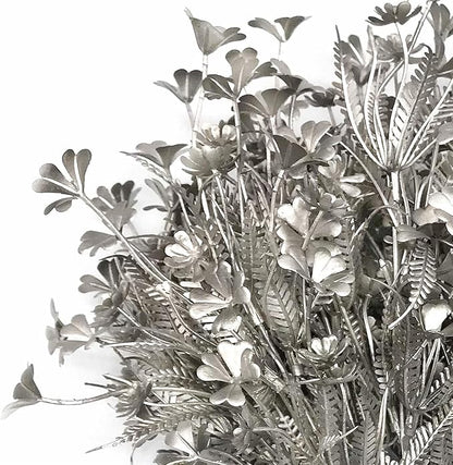 PASYOU Christmas Artificial Plants Decoration, Plastic Grass Faux Shrubs Simulation Flower Leaves Indoor Outdoor Home Garden Planter Filler Party Hotel Verandah Wedding DIY Decor - Silver 2 Pack
