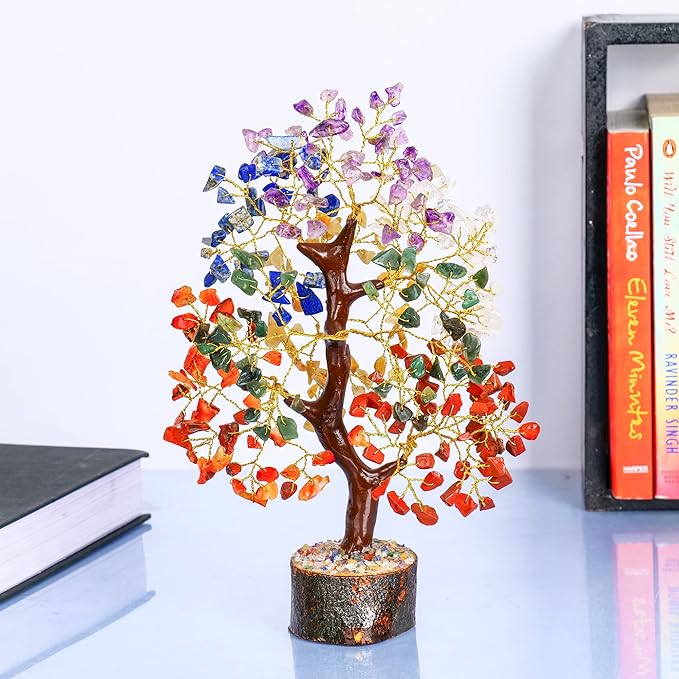 FASHIONZAADI Crystal Tree, Friendship Gifts for Women, 7 Chakra Tree of Life, Womens Birthday Gifts, Home Decor, Feng Shui Housewarming Spiritual Decor Gemstones and Crystals,