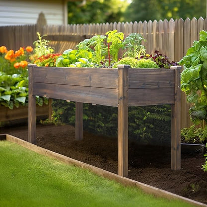 MUPATER 48 x 24 x 30in Raised Garden Bed, Wood Elevated Planter Box with Legs, Outdoor Raised Beds for Gardening, Backyard, Patio and Balcony, Rustic