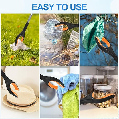 6 Pack 32 Inch Commercial Trash Grabber for Elderly Assist, Heavy Duty Lightweight Reacher with Ergonomic Handle & Non-Slip Grip, Multi-Use Outdoor Home Garden Cleanup Mobility Aid Tool