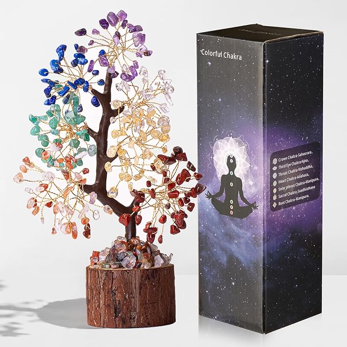 DUQGUHO 7 Chakra Tree of Life Crystal Tree for Positive Energy Healing Crystals Decor Spiritual Gifts for Women Office Decorations for Work Spiritual Decor for Home