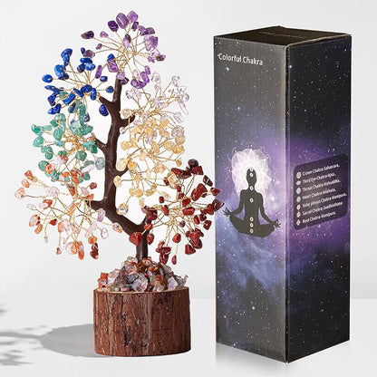 DUQGUHO 7 Chakra Tree of Life Crystal Tree for Positive Energy Healing Crystals Decor Spiritual Gifts for Women Office Decorations for Work Spiritual Decor for Home