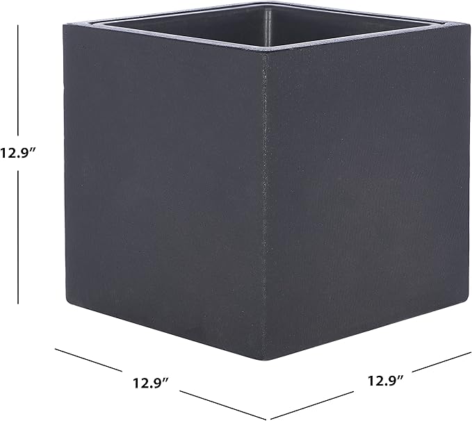 SAFAVIEH Outdoor Collection Larlen Black Concrete Planter (Fully Assembled)